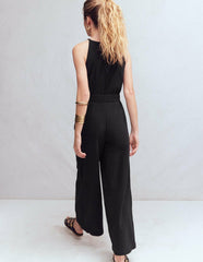 Rosa Double Cloth Jumpsuit-Black / Boden Discount