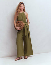 Rosa Double Cloth Jumpsuit-Olive / Boden