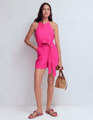 Rosa Double Cloth Playsuit-Pink Peony / Boden Outlet