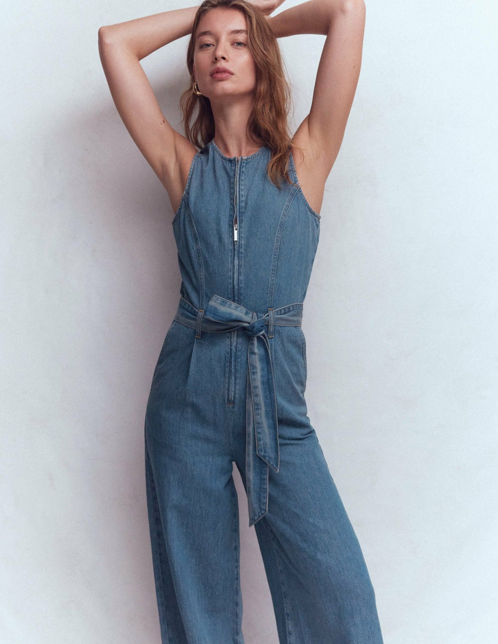 Sleeveless Denim Jumpsuit-Mid Vintage Wash / Boden