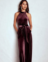 Jersey Halter Jumpsuit-Dark Cherry / Boden Online
