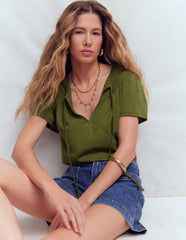 Edi Trim Detail T-shirt-Olive / Boden On sale