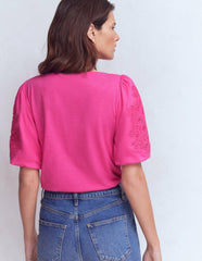 Tape Lace T-shirt-Phlox Pink / Boden