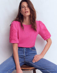 Tape Lace T-shirt-Phlox Pink / Boden