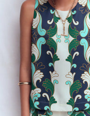 Relaxed Sleeveless Shell Top-Ivory, Foliage Whirl / Boden Discount
