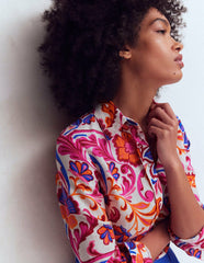Sienna Linen Shirt-Pink Punch, Flourishing Meadow / Boden Sale