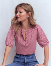 Ada Broderie Mix Top-Lilas / Boden Outlet