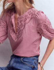 Ada Broderie Mix Top-Lilas / Boden Outlet