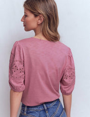 Ada Broderie Mix Top-Lilas / Boden Outlet