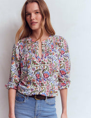 Mya Smocked Jersey Shirt-Multi, Flourishing Meadow / Boden Discount