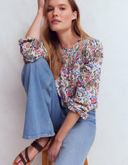 Mya Smocked Jersey Shirt-Multi, Flourishing Meadow / Boden Discount
