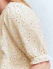 Camille Embroidered Cotton Top-Ivory Broderie / Boden us