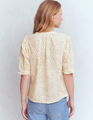 Camille Embroidered Cotton Top-Ivory Broderie / Boden us