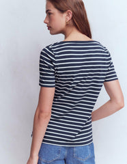 Olivia Short Sleeve Breton-Navy, Ivory / Boden Outlet