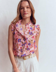 Isabel Sleeveless Linen Top-Blooming Pink, Blossomy Garden / Boden us