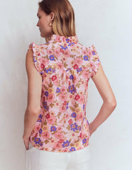 Isabel Sleeveless Linen Top-Blooming Pink, Blossomy Garden / Boden us