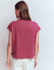 Nina Embroidered Notch T-shirt-Malaga, Formica Pink / Boden Sale