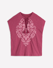 Nina Embroidered Notch T-shirt-Malaga, Formica Pink / Boden Sale