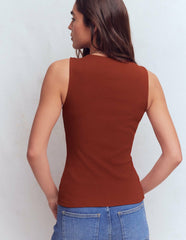 Evie Button Through Rib Vest-Burnt Orange / Boden Online