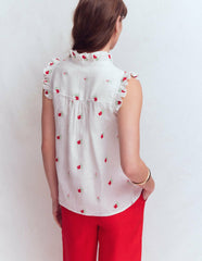 Isabel Sleeveless Linen Top-Floral Embroidery / Boden us