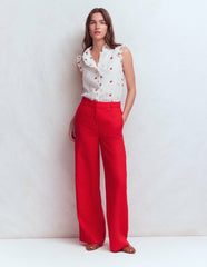 Isabel Sleeveless Linen Top-Floral Embroidery / Boden us