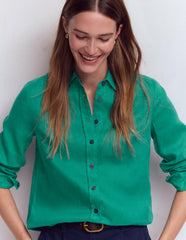 Sienna Linen Shirt-Deep Teal / Boden Discount