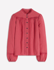 Trim Detail Double Cloth Top-Hollyberry / Boden Sale