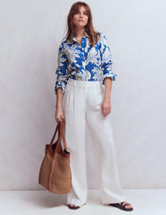Sienna Linen Shirt-Blue, Botanical Flourish / Boden On sale