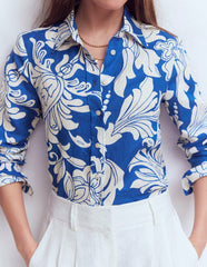 Sienna Linen Shirt-Blue, Botanical Flourish / Boden On sale