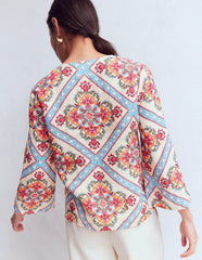 Cleo Linen Top-Floral Tile Placement / Boden Sale