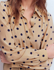 Sara Silk Shirt-Sand, Painted Dot Spaced / Boden Online
