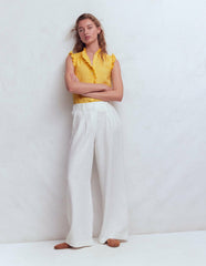 Isabel Sleeveless Linen Top-French Marigold Micro Gingham / Boden Discount
