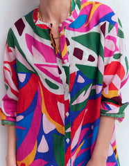 Longline Linen Shirt-Multi, Leafy Cascade / Boden us
