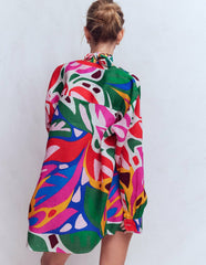 Longline Linen Shirt-Multi, Leafy Cascade / Boden us