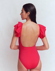 Mega Ruffle Swimsuit-Rosy / Boden Sale