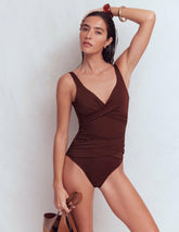Cannes Cross Wrap Swimsuit-Bitter Chocolate / Boden Outlet