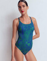 Twist Strap Swimsuit-Blue, Enchanted Paisley / Boden