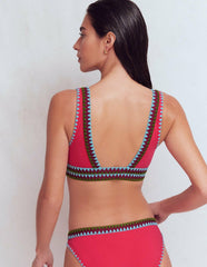 Porto V-neck Bikini Top-Rosy, Embroidery / Boden Online