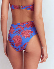 Kythira Ruched Bikini Bottoms-Blue, Elegant Blossom / Boden