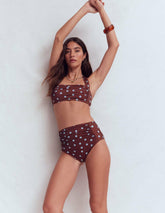Kythira Ruched Bikini Bottoms-Chocolate And Blue Painted Dot / Boden Sale