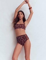 Kythira Ruched Bikini Bottoms-Chocolate And Blue Painted Dot / Boden Sale