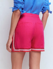 Embroidered Linen Shorts-Pink Peony, Embroidered / Boden On sale