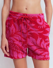 Islington Towelling Shorts-Salsa, Floral / Boden