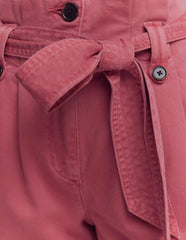 Paperbag Linen Belted Shorts-Cherry Blush / Boden Sale