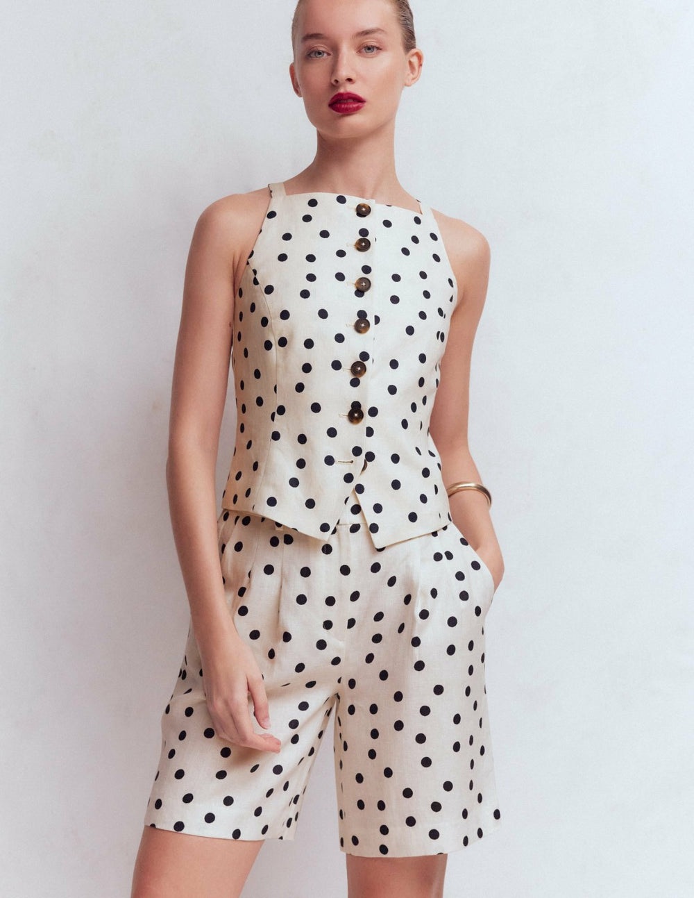 Kensington Linen Shorts-Ivory, Painted Dot / Boden Online