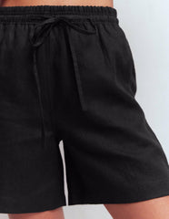 Islington Linen Shorts-Black / Boden Outlet