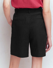 Chelsea Belted Linen Shorts-Black / Boden On sale