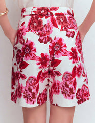 Chelsea Belted Tailored Shorts-Sangria Sunset, Floral Print / Boden us