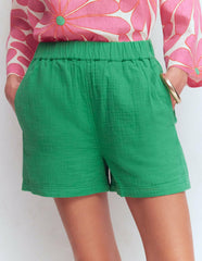 Pull On Double Cloth Shorts-Shamrock Green / Boden Sale