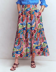 Abigail Poplin Maxi Skirt-Multi, Enchanted Paisley / Boden On sale